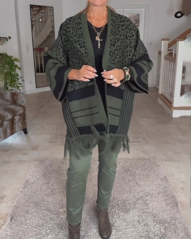 Stylish Women's Leopard Print Cardigan