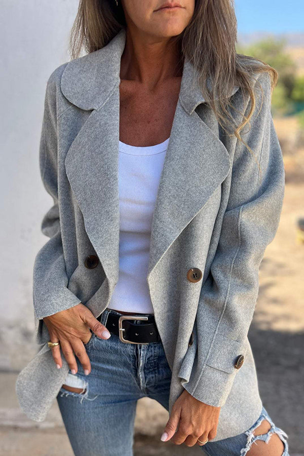 Stylish Leisure Jacket Long Sleeve Lapel Button Blue