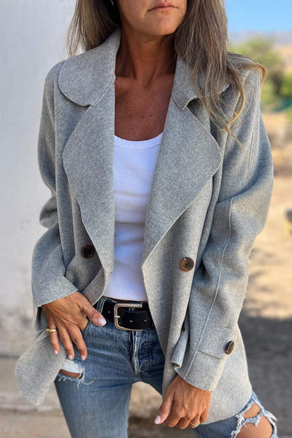 Stylish Leisure Jacket Long Sleeve Lapel Button Blue