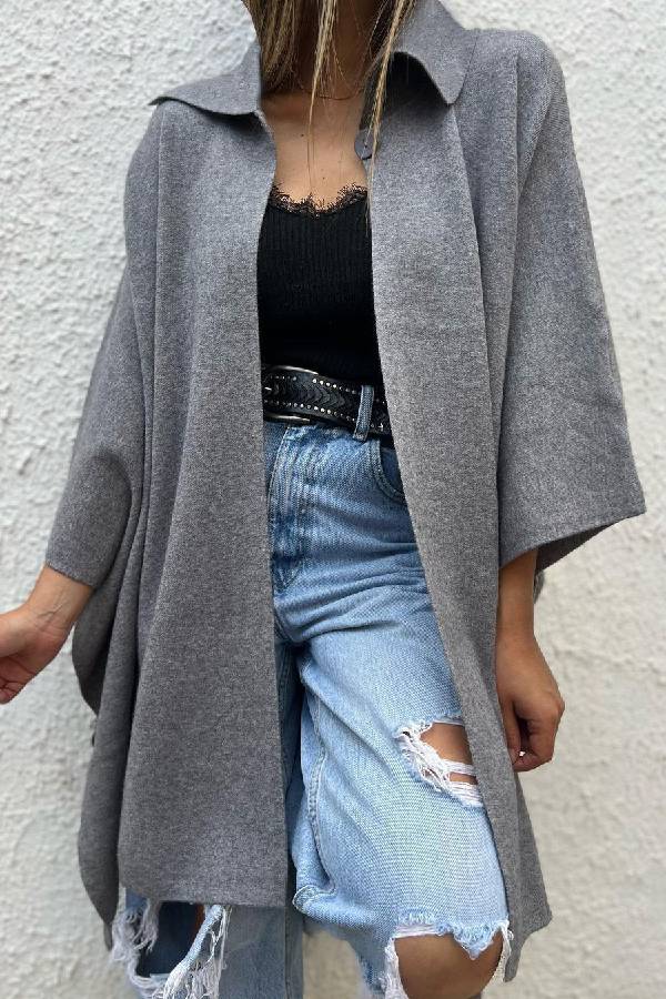 Casual Cardigan Jacket with Button and Hood