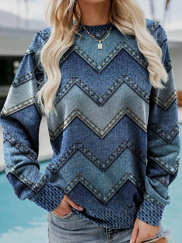 Stylish Sweater Geometric Pattern Round Neck