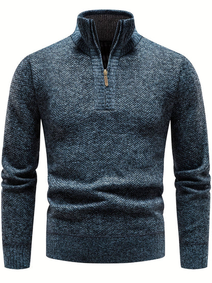 Herren Strickpullover Hochkragen Viertelzipper - IdealeKleiden