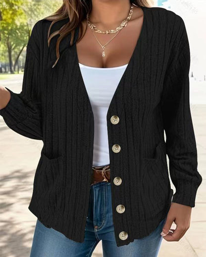 Women's Long-Sleeved V-Neck Coat