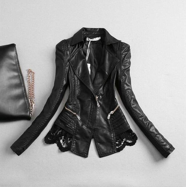 Women's Biker Style Leather Jacket