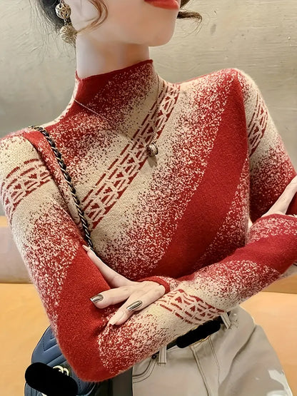 Eleganter Streifenpullover Damen Modern Strick