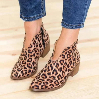 Stylish Ankle Boots V-Neck Pointed Toe Zipper