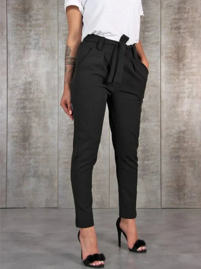 Elegant Women's Trousers With High Waist and Belt