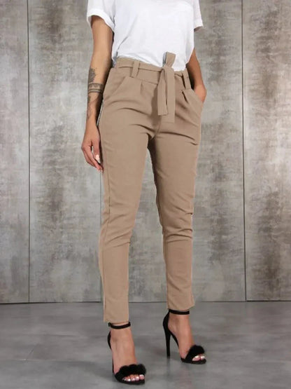 Elegant Women's Trousers With High Waist and Belt