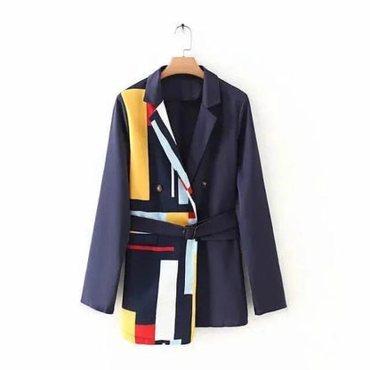 Fashionable Women's Blazer Casual Patchwork Style