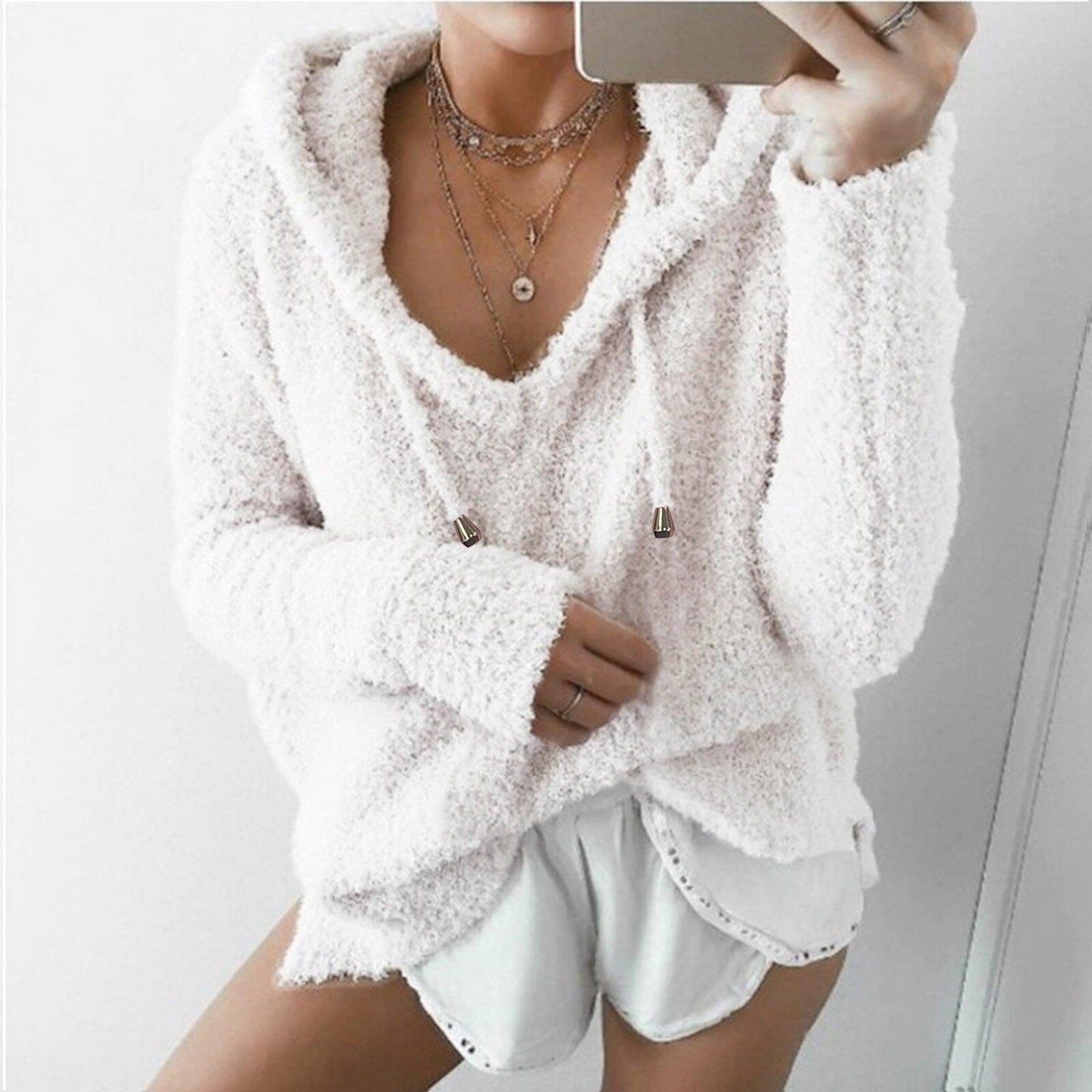 Soft Women's Hoodie Teddy Sweatshirt Jacket
