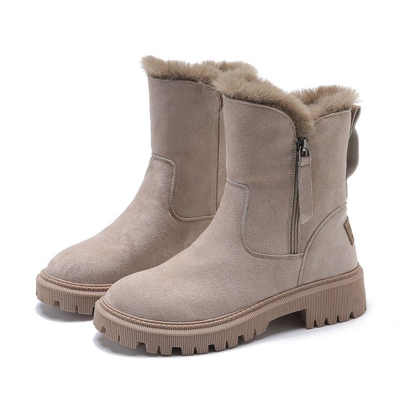 Stylish Women's Boots - Suede - Faux Fur Lined - Chunky Sole