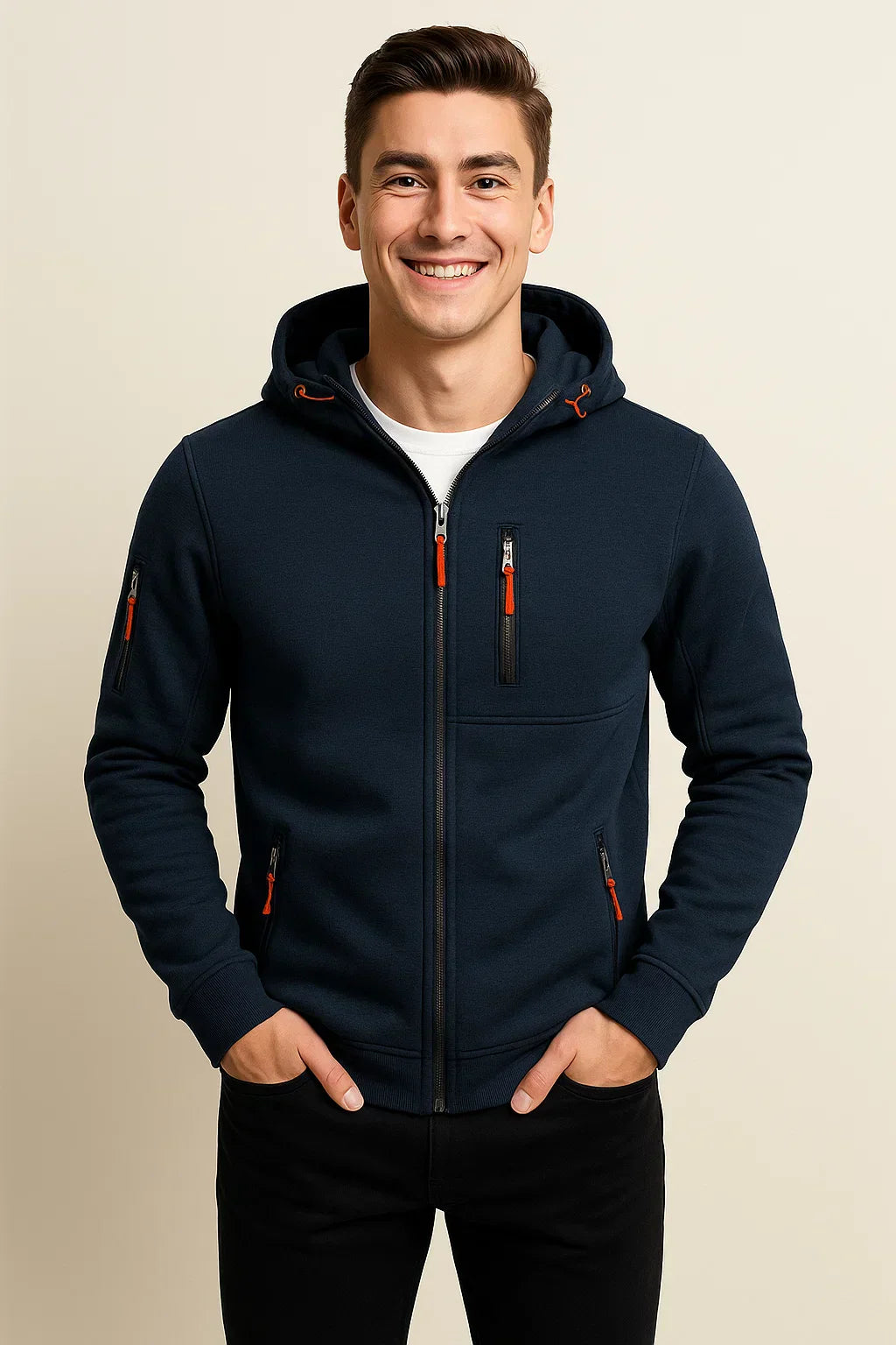 Men's Outdoor Jacket Hood Pockets Functional