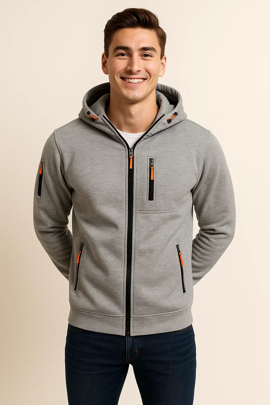Men's Outdoor Jacket Hood Pockets Functional