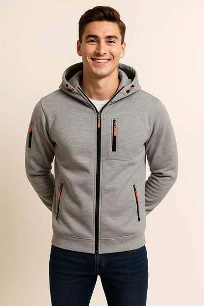 Men's Outdoor Jacket Hood Pockets Functional