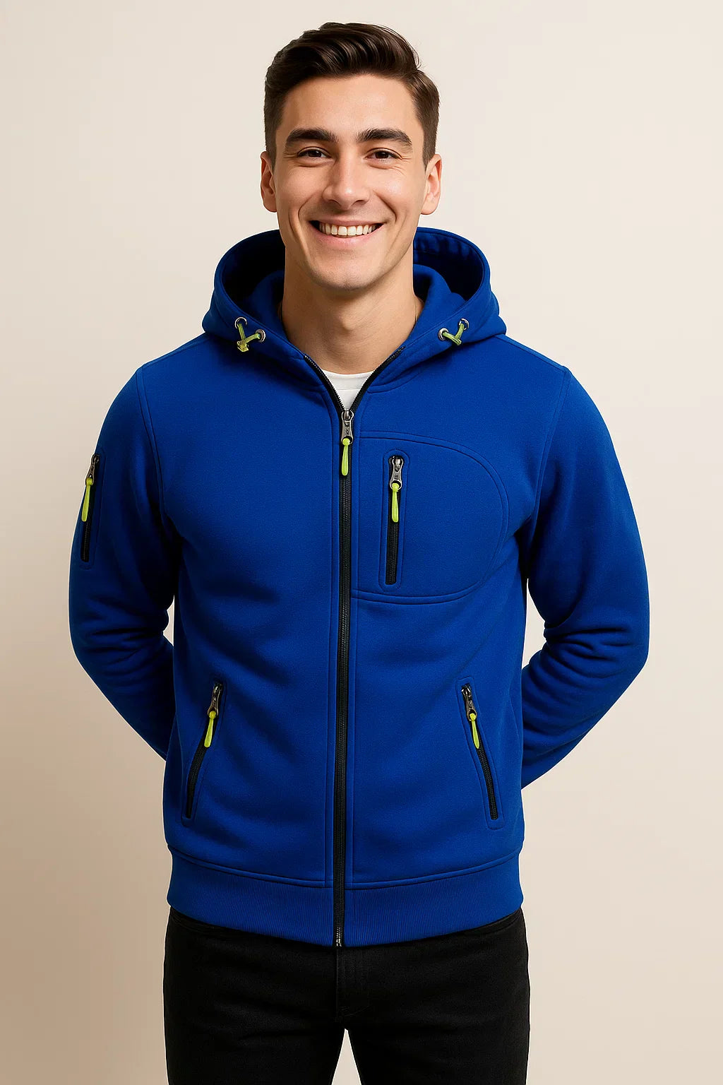 Men's Outdoor Jacket Hood Pockets Functional