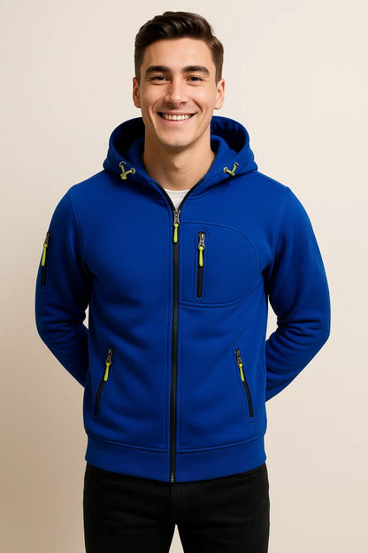 Men's Outdoor Jacket Hood Pockets Functional