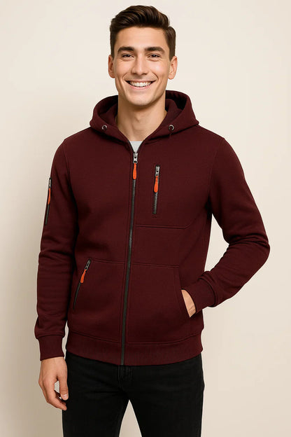 Men's Outdoor Jacket Hood Pockets Functional