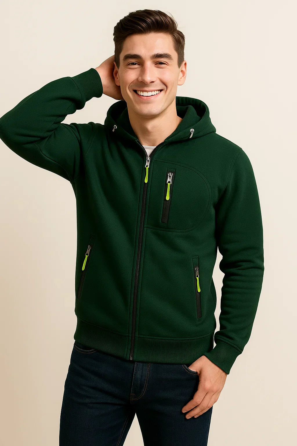 Men's Outdoor Jacket Hood Pockets Functional