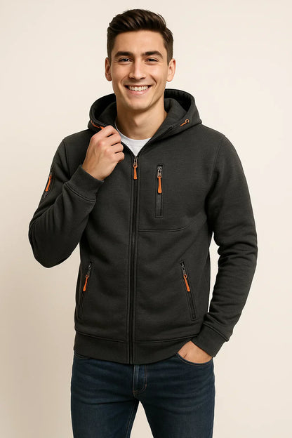 Men's Outdoor Jacket Hood Pockets Functional