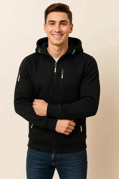 Men's Outdoor Jacket Hood Pockets Functional