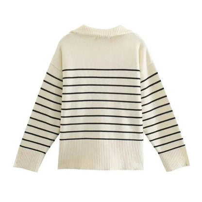 Stylischer Pullover Streifenmuster - IdealeKleiden