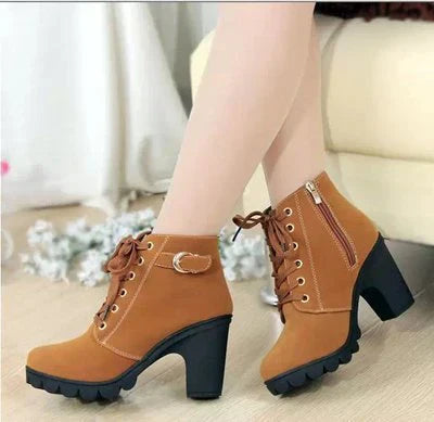 Autumn Ankle Boots for Women, Lace-up, Modern
