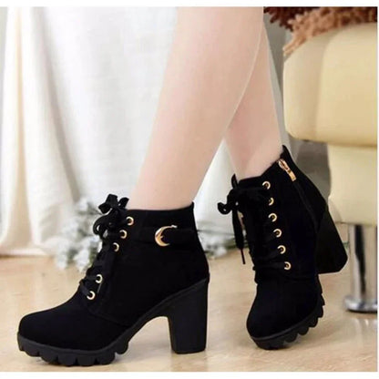 Autumn Ankle Boots for Women, Lace-up, Modern