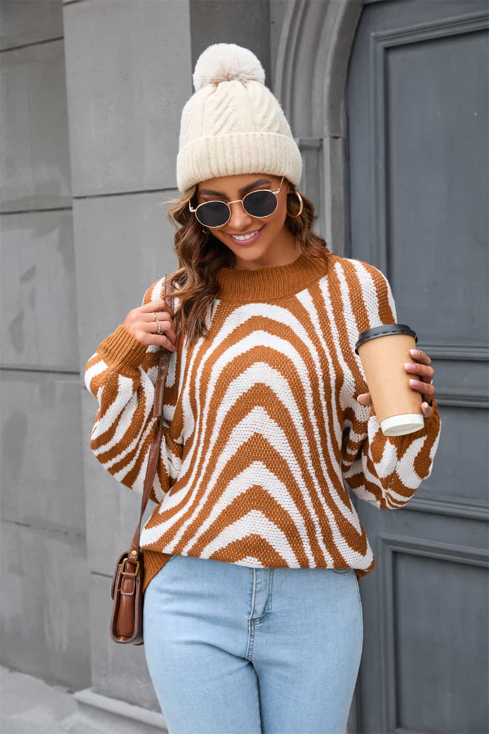 Fashionable Crew Neck Sweatshirt Azure Blue