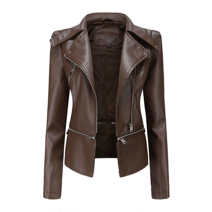 Women's Motorcycle Jacket Slim Fit Faux Leather