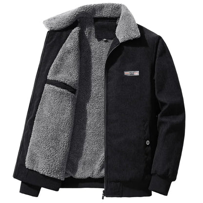 Men's Winter Coat Ribbed Fleece Insulation Stand-Up Collar