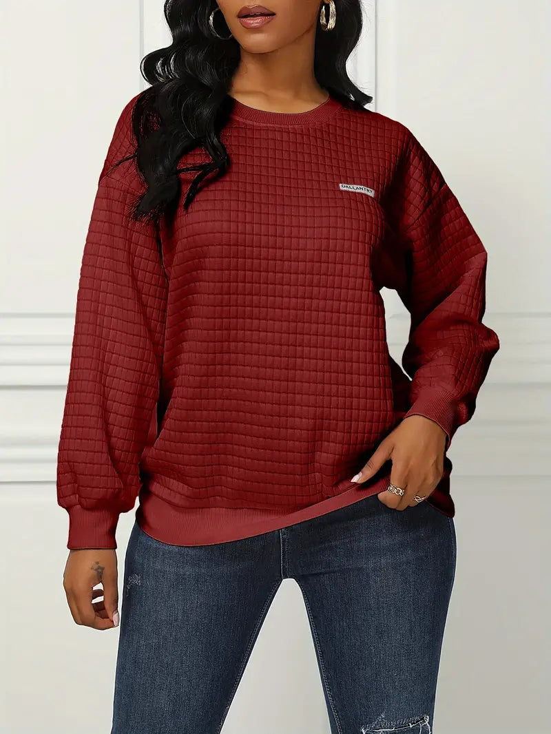 Olivia - Comfortable Waffle Knit Relaxed Fit Pullover