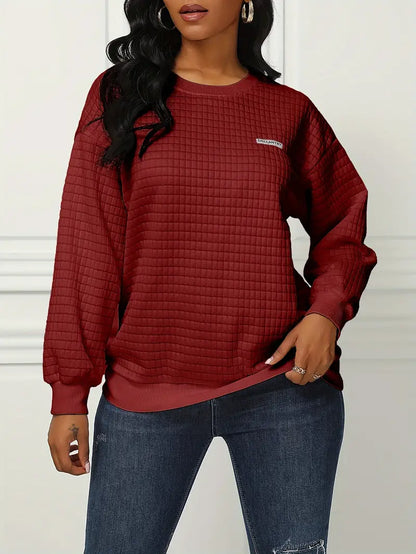 Olivia - Comfortable Waffle Knit Relaxed Fit Pullover