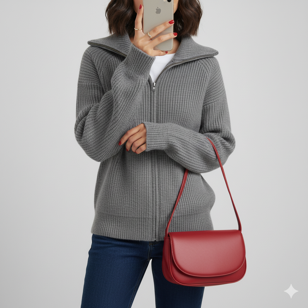 Stylish Cardigan Slim Fit Ribbed Knit