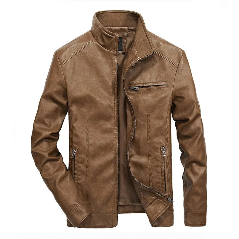 Men's Leather Jacket Zipper Spring Model
