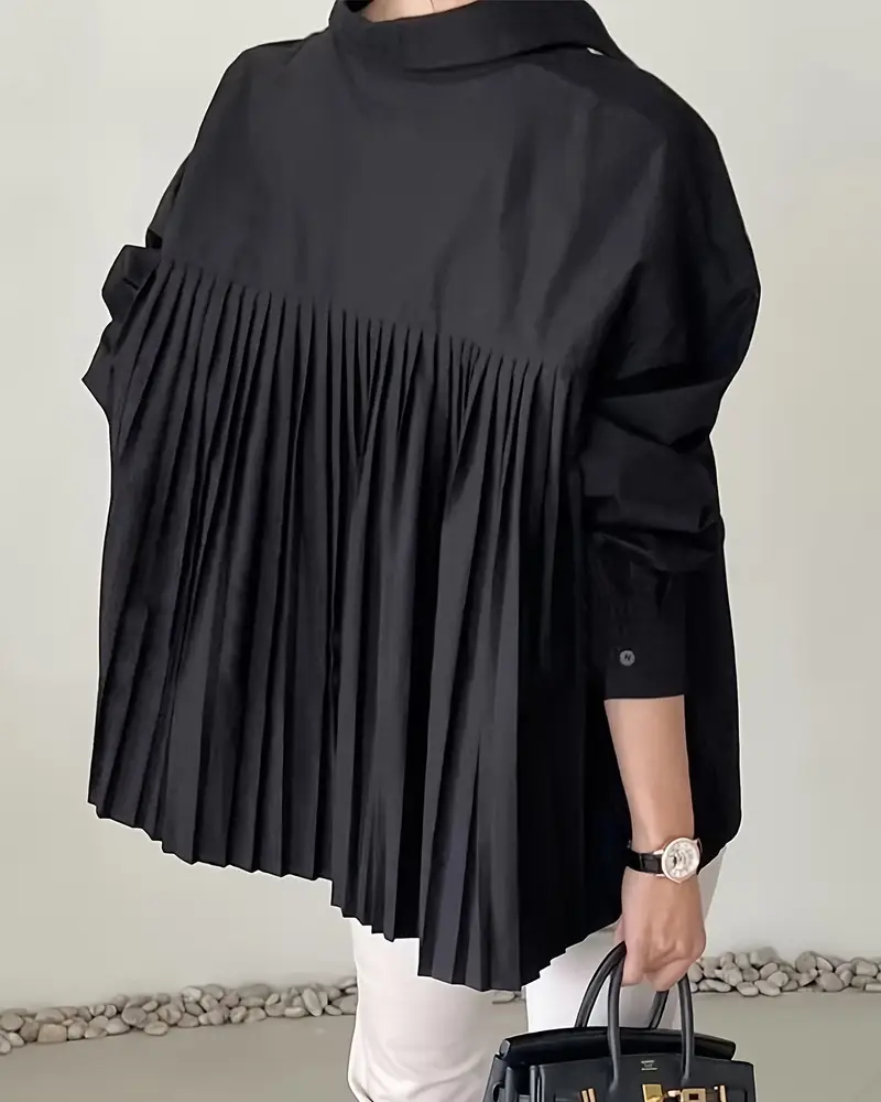 Elegant Women's Solid Pleated Dress