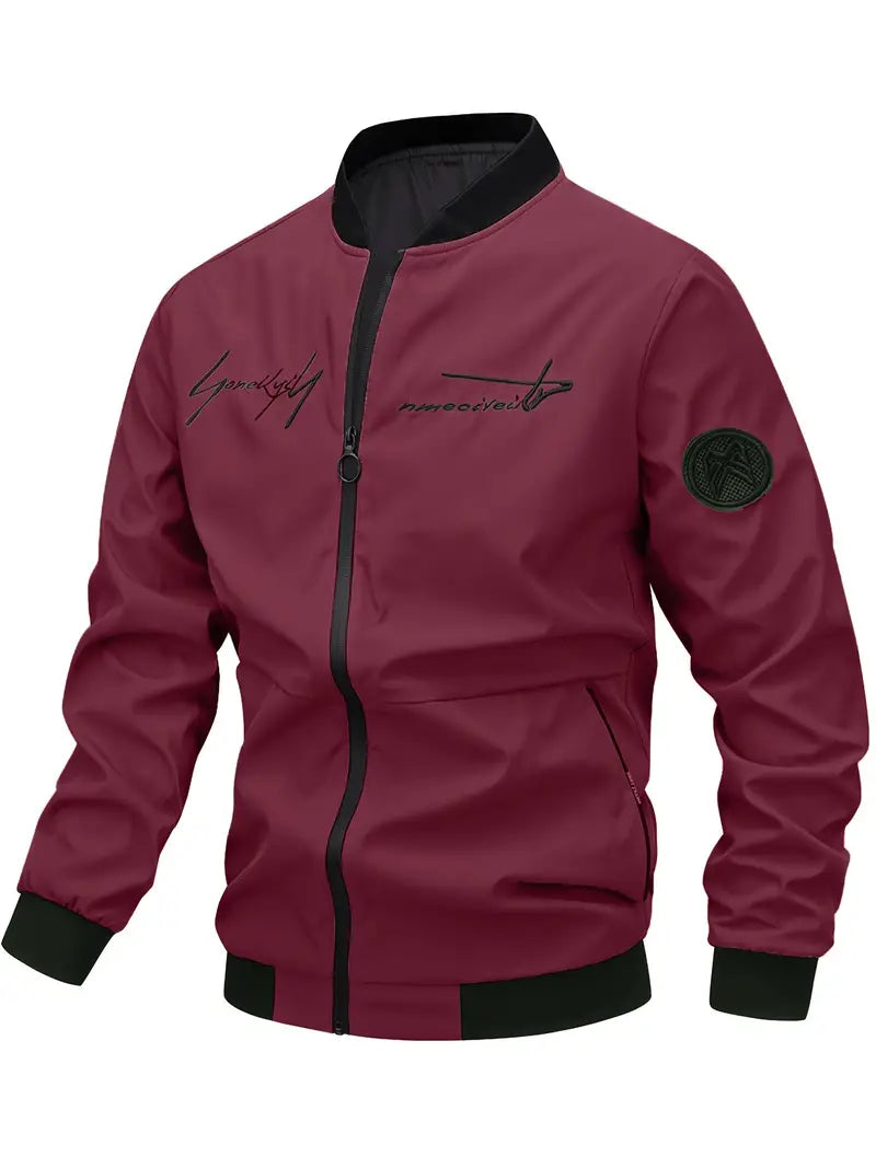 Men's Embroidered Leather Jacket Elegant