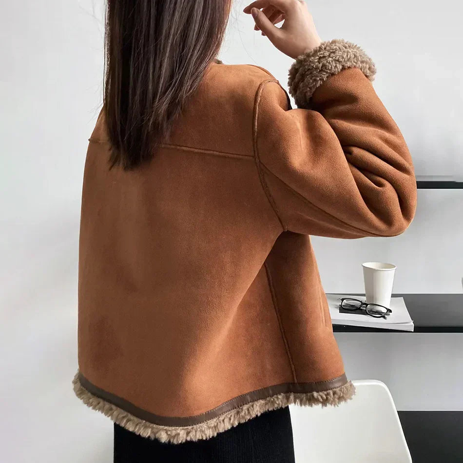Weiche Lammwolljacke Damen Winter - IdealeKleiden