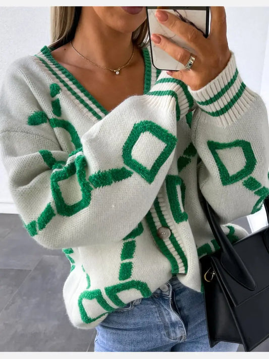 Frühjahr Cardigan Damen V-Ausschnitt Modern - IdealeKleiden