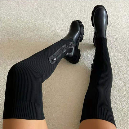 Kniehohe Stiefel Chic Damenschuhe - IdealeKleiden