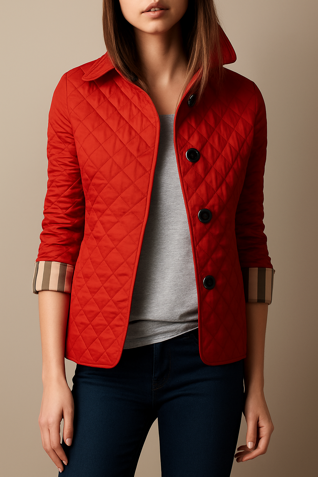 Women's Quilted Jacket Modern Lapel Collar