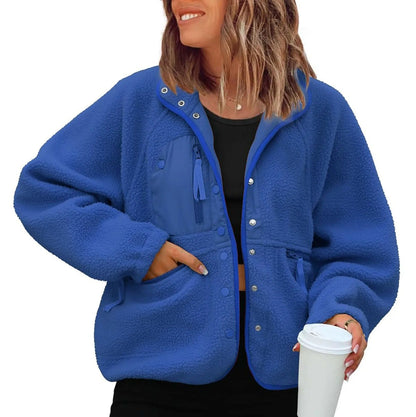 Women's warm fleece jacket with pockets
