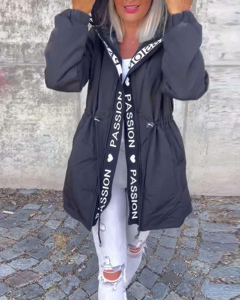 Women's Coat Hood Drawstring Pattern
