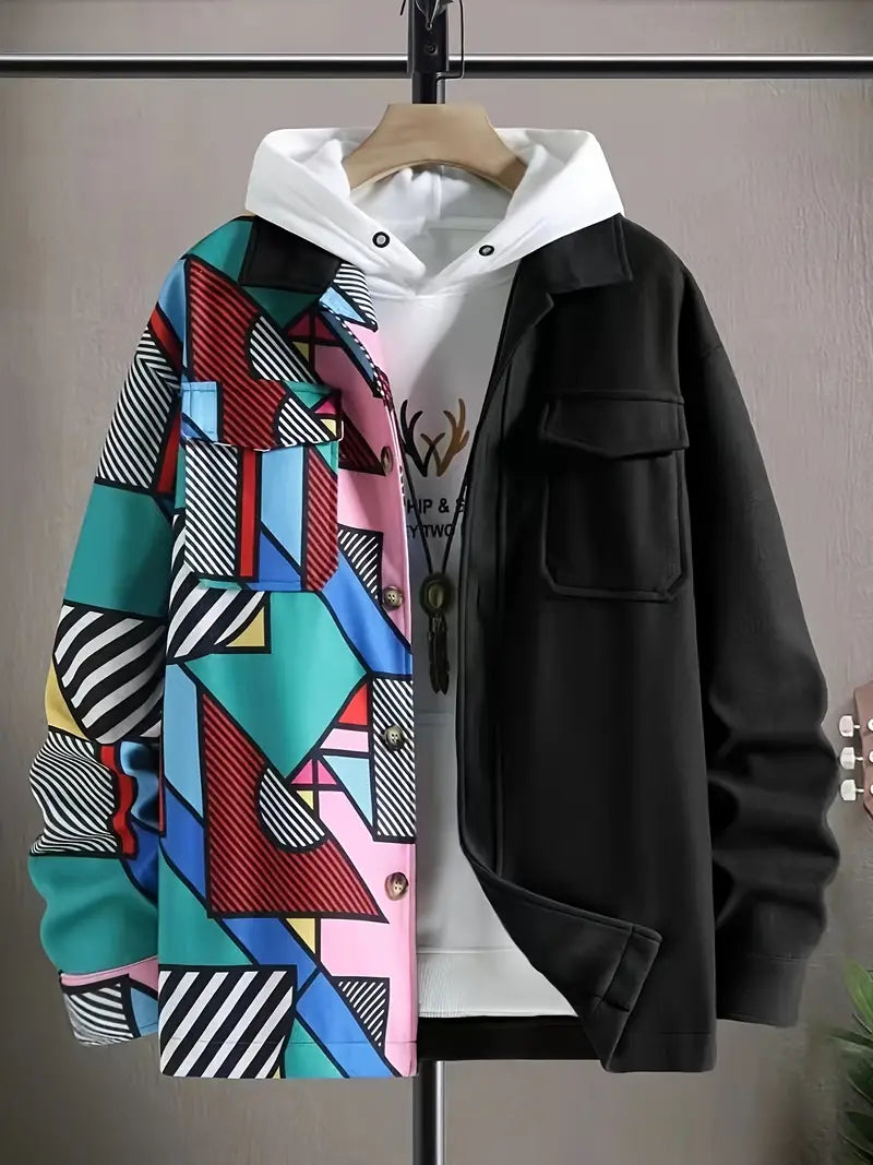 Farbenfrohe Jacke Geometrisches Design - IdealeKleiden
