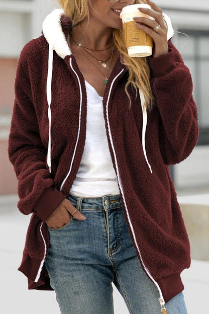 Soft Plush Zip-Up Hoodie for Women