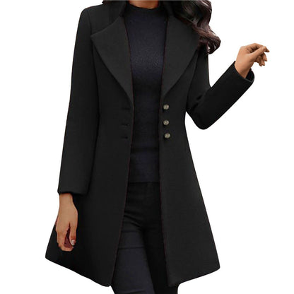 Damen Wollmantel Langärmlig Elegant - IdealeKleiden