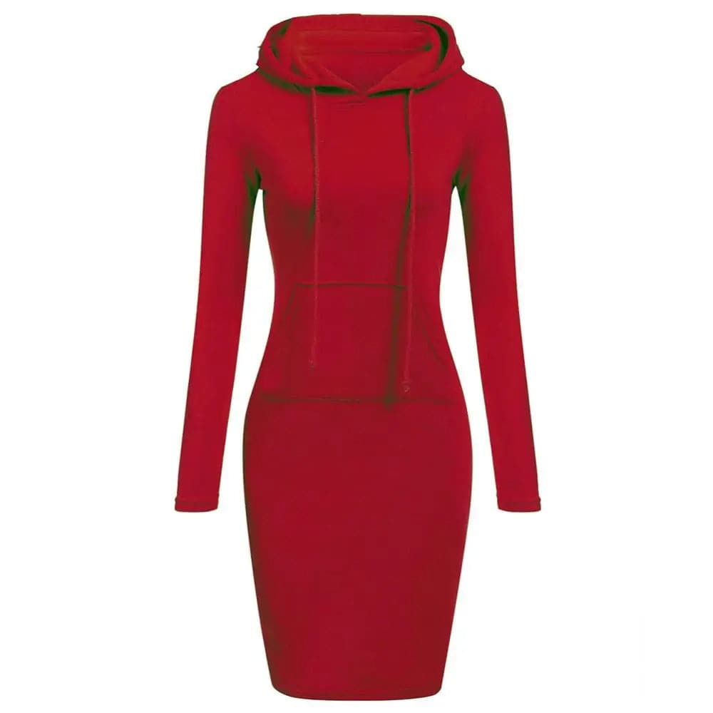Fashionable Hoodie Dress with Hood and Kangaroo Pocket