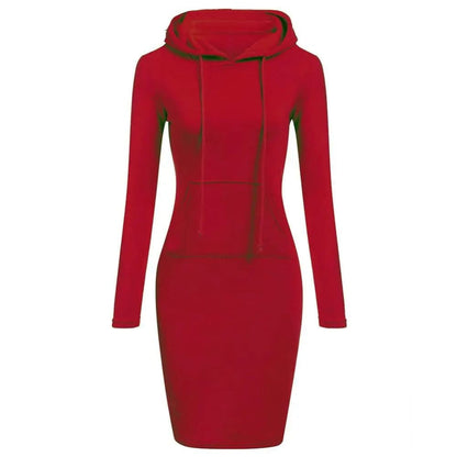 Fashionable Hoodie Dress with Hood and Kangaroo Pocket
