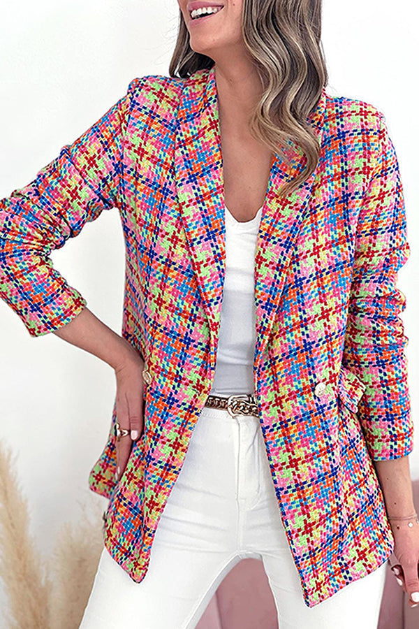 Fashion Jacket Casual Double Pocket Button Print