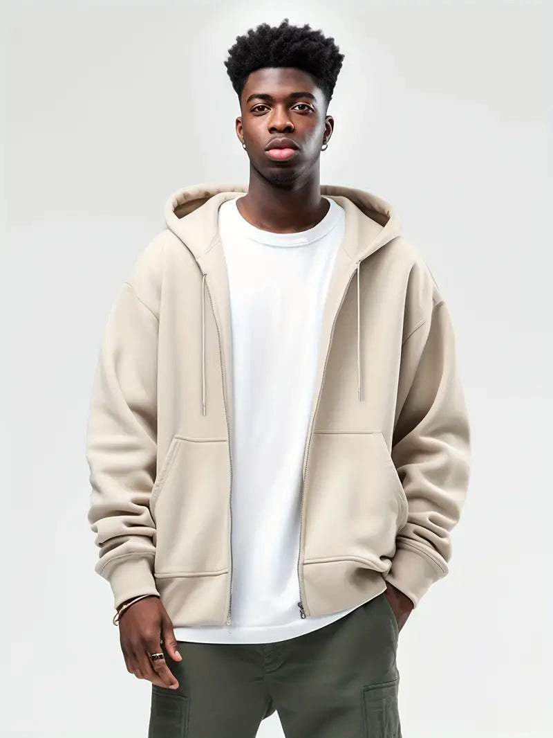 Men's Thermal Zip-Up Hoodie Warm