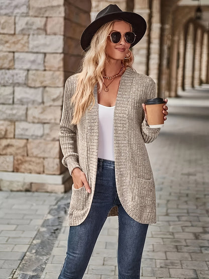 Damen Cardigan Herbst Fleece Warm Strickjacke - IdealeKleiden